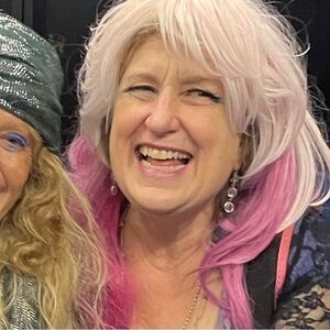 Playful Pink and White Ombre Wig with Tousled Volume